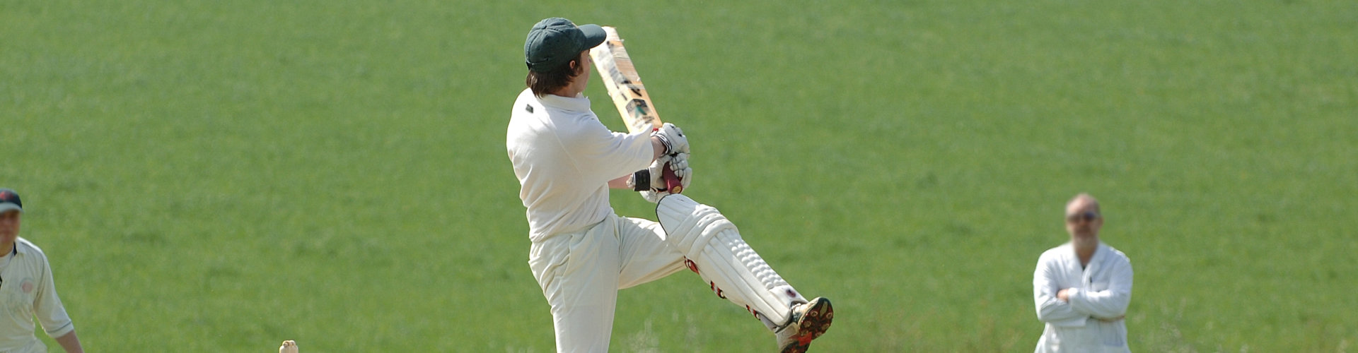 action shot of a cricket match